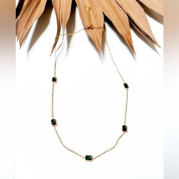 Green diamond necklace #838 - Picture 2 of 4